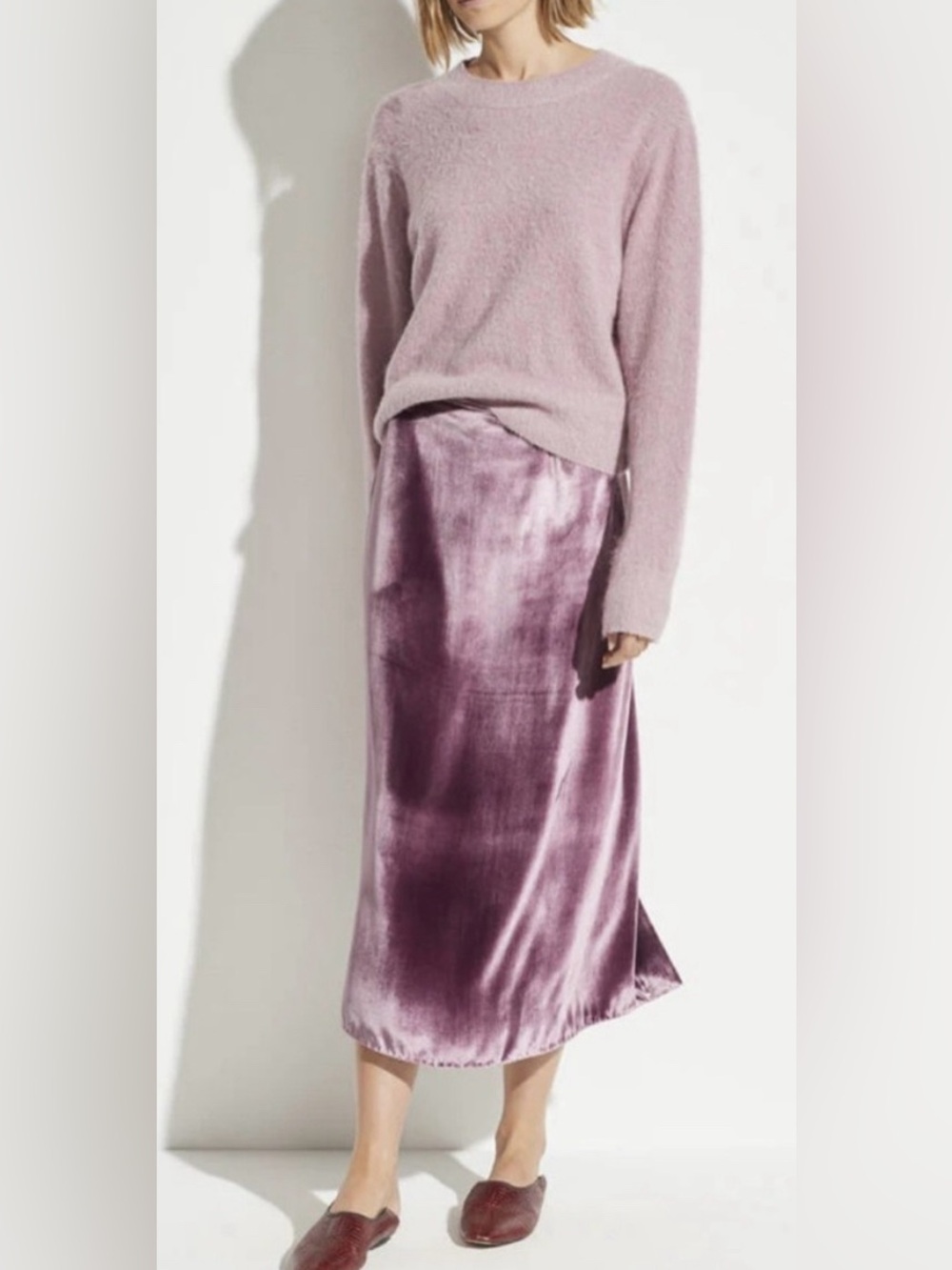 Vince Panne Velvet Midi Skirt